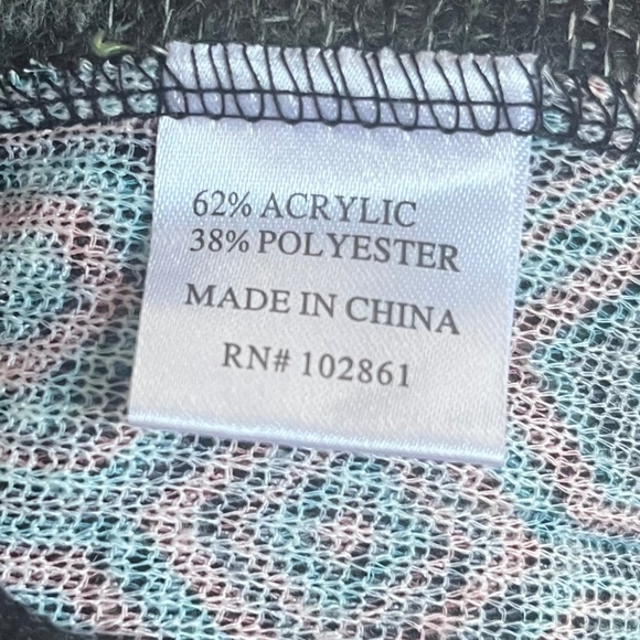 Dor Dor Couture Green Multi Mixed Media Artsy Sleeveless Sweater Cardigan Sz M - Picture 9 of 9